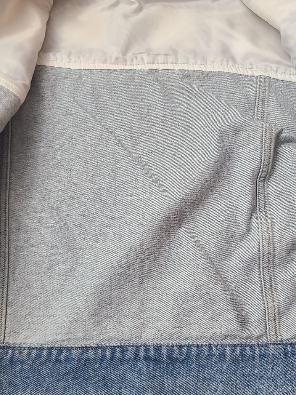 Vintage Havana Cream & Light Blue Plaid Sherpa-Trim Denim Jacket